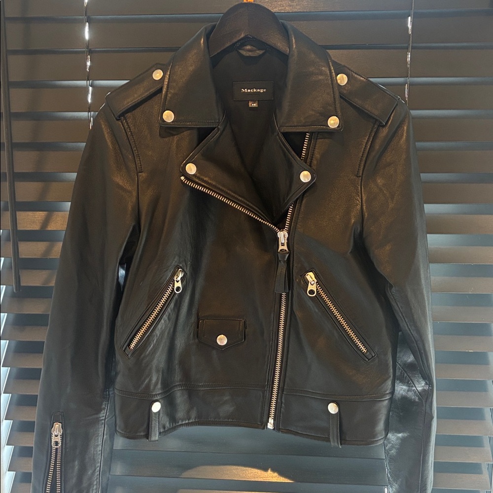 Mackage Black Leather Moto Jacket - Picture 2 of 9